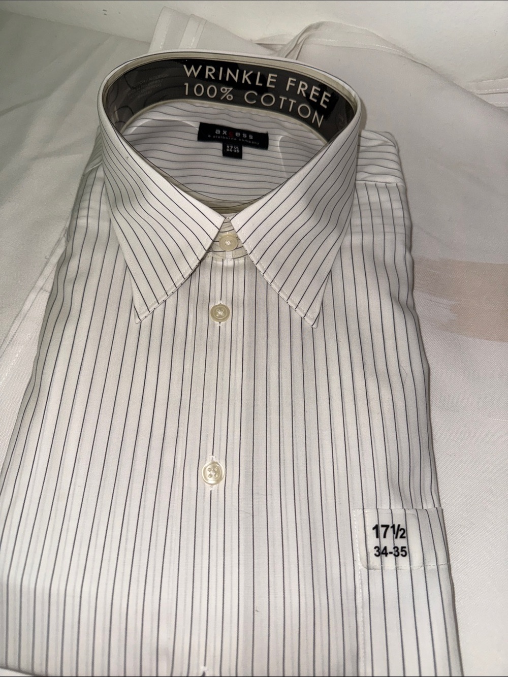 Axcess White Dress Shirt with Thin Black Pinstripes